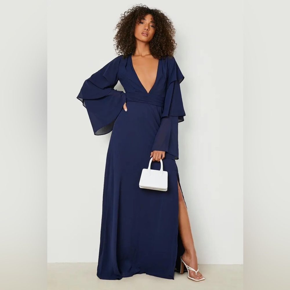 Boohoo UK Tall - Tiered Sleeve Occasion Maxi Dress - Size 12